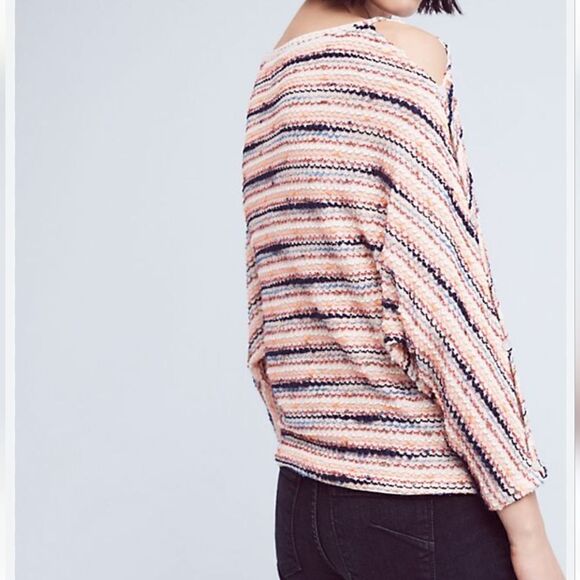 Anthropology Postmark colorful textured knit peek a boo sleeve sweater - Picture 7 of 10